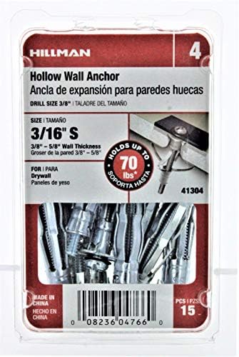 Anclas  | Paquete de 2 – Marca Modelo 41304 Producto Anclaje de Pared Hueca 3/16 S 15/Tarjeta Anclas Anclas