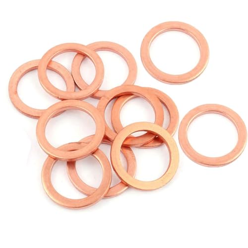 Arandelas de hardware  | Arandela de aplastamiento, kit de assortimento de arandelas de cobre sólido de 26X32X2mm, anillo espaciador, junta de sellado, accesorio M26 para tapón de aceite, kit de sellado de juntas de cárter, tornillo, perno, tuerca (24 piezas) Arandelas de hardware Arandelas de hardware