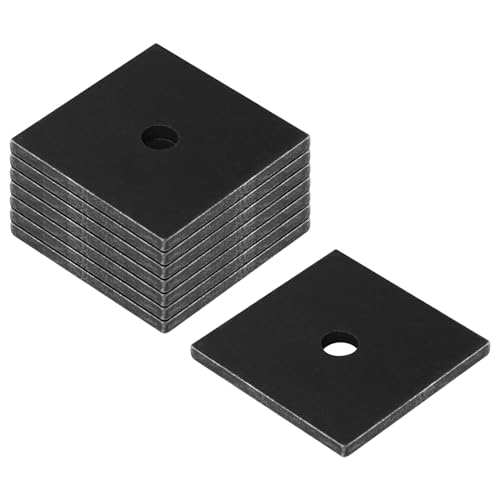 Arandelas de hardware  | Paquete de 8 placas cuadradas planas de 3″ x 3″ para tornillo de 1/2″, placa de soporte de alta resistencia, grosor de 5.6 mm, acero sin tratar. Arandelas de hardware Arandelas de hardware