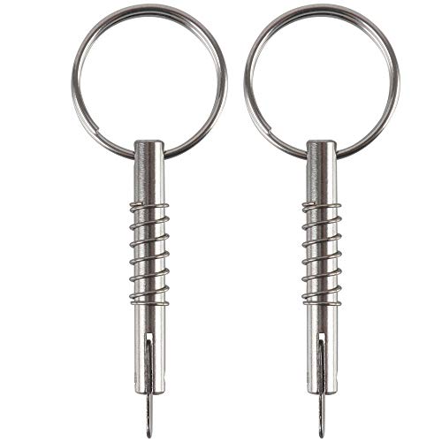 Clavos  | 2 Pcs Pasador de Liberación Rápida con Cámara de Caída y Resorte, Diámetro 1/4″ (6.3 mm), Longitud Útil 1.3″ (33 mm), Longitud Total 2″ (51 mm), Acero Inoxidable 316 Completo, Pasador para Toldo Bimini, Hardware Marino Clavos Clavos