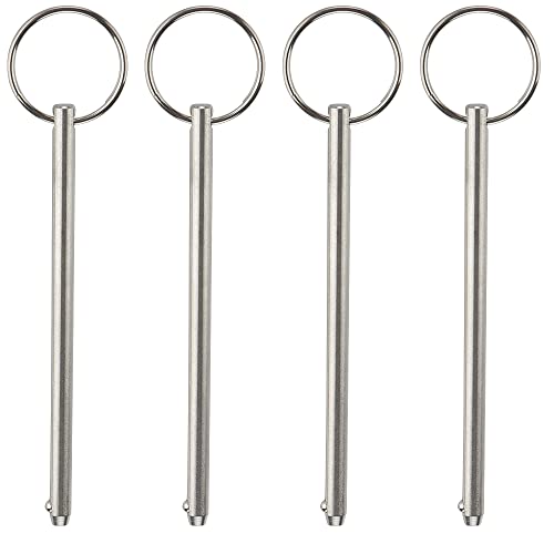 Clavos  | 4 Piezas de Pasador de Liberación Rápida Largo, Diámetro 1/4″ (6.3Mm), Longitud Total 4-3/4″ (12Mm), Longitud Útil 4.13″ (15Mm), Acero Inoxidable 316 Completo, Pasador para Toldo Bimini, Hardware Marino Clavos Clavos