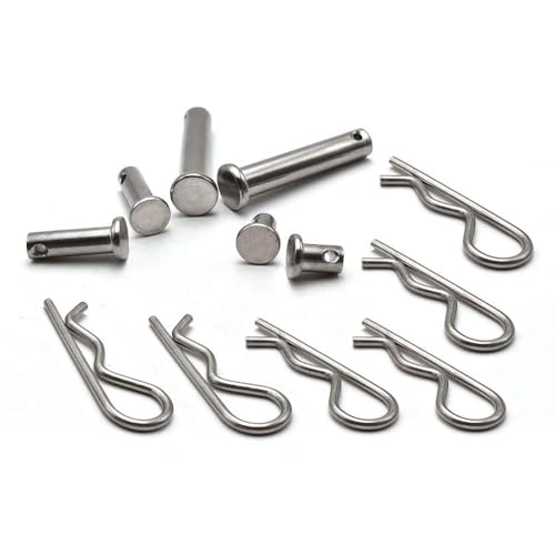 Clavos  | Kit de 12 Piezas de Pasador Clevis M8 y Pasador de Cotter en Forma de R M3 X 60, Pasador de Cabeza Plana de Acero Inoxidable 304 de Un Solo Orificio, Pasador de Cotter y Pasador de Horquilla para Sistemas de Bloqueo de Pasadores de Enganche. Clavos Clavos