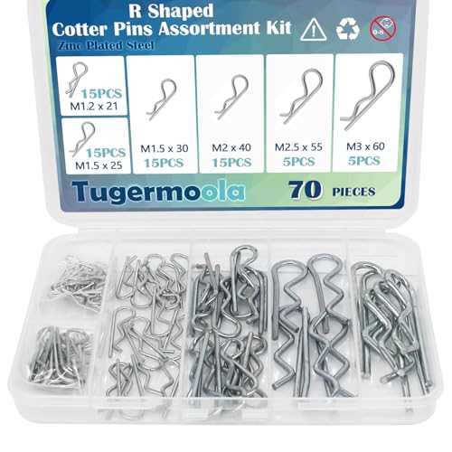 Clavos  | Kit de 70 Piezas de Pasadores de Cotter en 6 Tamaños, Pasadores en Forma de R de Acero Galvanizado, Clips de Pasador de Enganche, Set de Pasadores de Cotter Ola011-70 Clavos Clavos