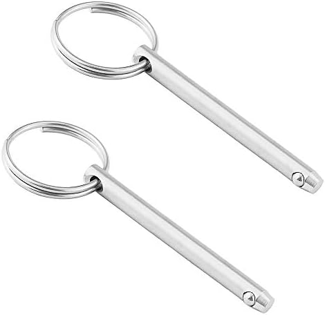 Clavos  | Paquete de 2 pines de liberación rápida de acero inoxidable 316, diámetro de 1/4″ (6.3 mm), longitud total de 3″ (76 mm), longitud efectiva de 2.4″ (61 mm), pin para toldo Bimini, herrajes marinos. Clavos Clavos