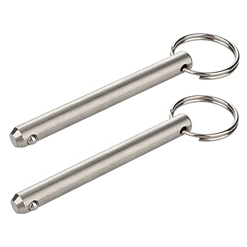 Clavos  | Paquete de 2 Pines de Liberación Rápida Larga, Diámetro 3/8″ (9.5 mm), Longitud Utilizable 3″ (76 mm), Longitud Total 3.6″ (92 mm), Acero Inoxidable 316 Completo, Pin para Bimini, Hardware Marino Clavos Clavos