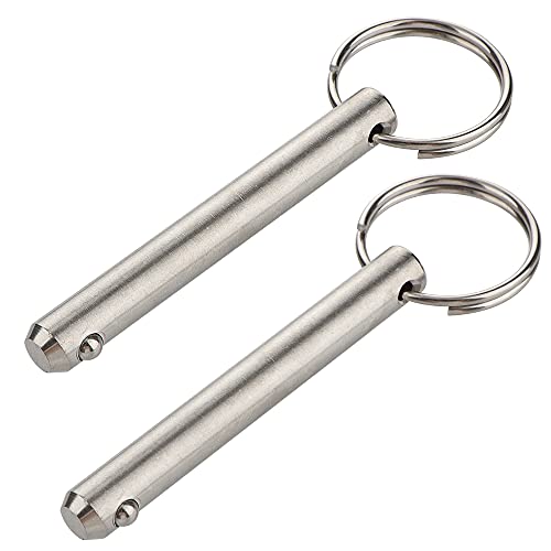 Clavos  | Paquete de 2 pines de liberación rápida larga, diámetro de 3/8″ (9.5 mm), longitud utilizable de 2.4″ (61 mm), longitud total de 3″ (76 mm), acero inoxidable 316 completo, pin para toldo Bimini, herrajes marinos. Clavos Clavos