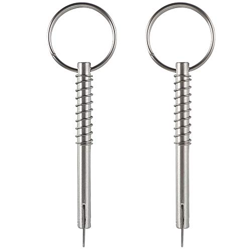 Clavos  | Paquete de 2 Puntos de Liberación Rápida con Cámara de Caída y Resorte, Diámetro 1/4″ (6.3 mm), Longitud Total 3″ (76 mm), Longitud Efectiva 2.4″ (61 mm), Acero Inoxidable 316 Completo, Pasador para Toldo Bimini, Hardware Marino Clavos Clavos