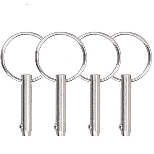 Clavos  | Pasador de liberación rápida para toldo Bimini, diámetro del pasador 0.25 pulgadas, longitud total 1.49 pulgadas, longitud efectiva 1 pulgada, acero inoxidable 316 completo para bisagra de cubierta de toldo Bimini de barco (4 piezas) Clavos Clavos