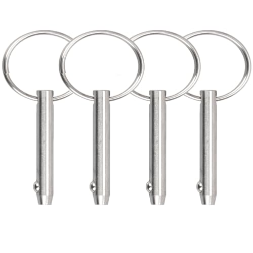 Clavos  | Pin de liberación rápida para toldo Bimini, diámetro de 0.25 pulgadas (6.3 mm), longitud total de 2.56 pulgadas (65 mm), longitud efectiva de 2 pulgadas (51 mm), acero inoxidable 316 (paquete de 4). Clavos Clavos