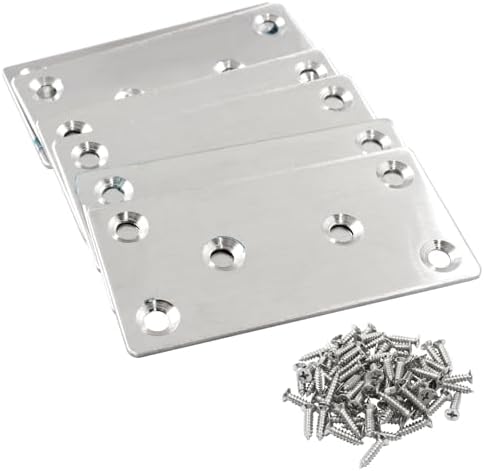 Frenos  | 1 Pcs Soporte Plano Recto de Metal 3.14 X 1.57 Pulgadas (L X W) Placas de Reparación Fijación de Esquinas con Tornillos para Reparación de Muebles (Plateado, 6 Agujeros) Frenos Frenos