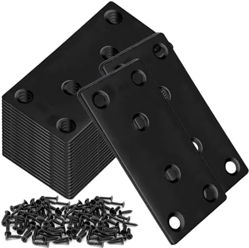 Frenos  | 2 Pcs Placas de Reparación Negras para Madera, Soportes Rectos de 3X1.5 Pulgadas, Placa de Reparación, Soporte Plano, Conector Recto de Acero Plano para Unir Madera, Muebles, Cercas, Estanterías. Frenos Frenos