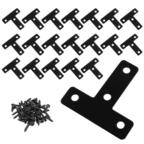 Frenos  | 2 Piezas de Soporte en T Plano Negro de Esquina 5Mm x 5Mm (2″ x 2″) Soporte en T Plano de Alta Calidad con Tornillos para Marcos, Muebles y Gabinetes. Frenos Frenos