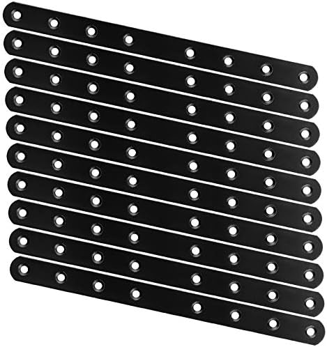 Frenos  | 20 Piezas Placas de Reparación de 10 Pulgadas, Soportes Rectos de Alta Resistencia para Madera, Esquinas Planas de Hierro Fundido, Placas de Unión Negras para Reparación, Soportes de Conexión para Reparar Muebles, Mesas y Estantes. Frenos Frenos