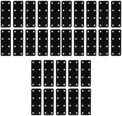 Frenos  | 30 Piezas de Placas de Hierro Soportes Metálicos Negros Planos Soportes Cuadrados para Refuerzos Soportes de Esquina Planos de Alta Resistencia Soportes en L de Alta Resistencia Soportes para Espejos en Ángulo Recto Placas de Hierro Frenos Frenos