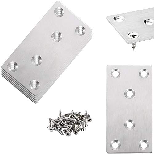 Frenos  | 6 Piezas de Soportes Planos Placas de Reparación de Acero Inoxidable 8Mm X 4Mm Soporte Metálico de Alta Resistencia para Reparación y Unión de Estantes de Madera y Muebles, Incluye Tornillos Frenos Frenos