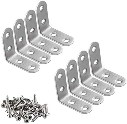 Frenos  | 8 Piezas de Soporte en L de Acero Inoxidable, Esquina de Ángulo Recto con Tornillos, Hardware para Muebles, 1.57 X 1.57 Pulgadas (4 X 4 Mm) Frenos Frenos