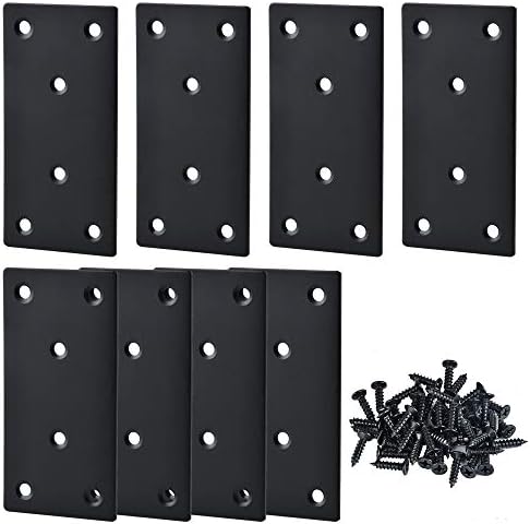 Frenos  | 8 Piezas de Soportes Rectos Negros, Soporte de Madera de 3.94 x 1.97 Pulgadas, Placas de Reparación Planas Rectas con Tornillos de Montaje, Soporte de Unión para Madera, Estanterías, Armarios, Grosor de 2 mm (Negro) Frenos Frenos