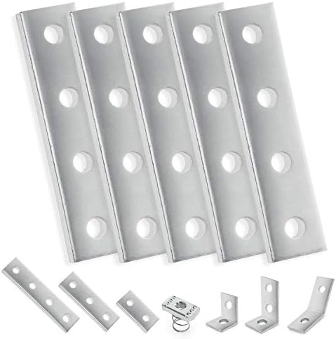 Frenos  | Placa de empalme de 4 agujeros galvanizada con zinc para viguetas | 1-5/8" de ancho x 7-1/4" de largo x 1/4" de grosor con agujeros de 9/16" | Placa de alta resistencia fabricada en acero de grado industrial – Paquete de 5 Frenos Frenos