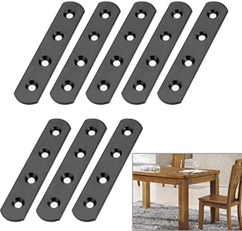 Frenos  | Sumnacon 8 Piezas Placas Planas de Acero Inoxidable – Placa de Reparación Resistente de 4 Pulgadas, Soportes de Esquina Recta, Conectores para Reparación de Muebles con Tornillos, Color Negro Frenos Frenos