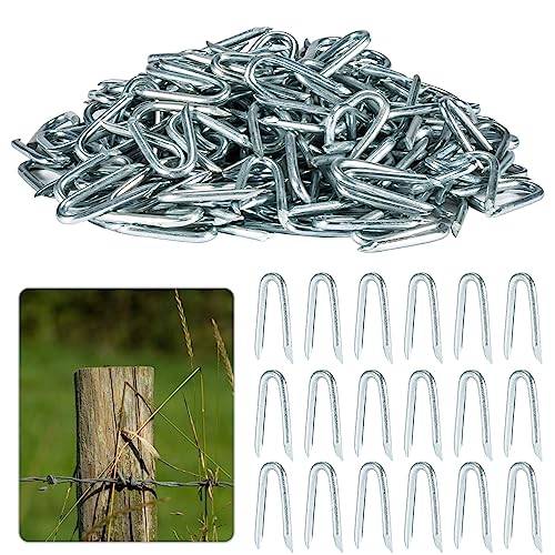 Grampas  | 210 Piezas de Grampas en U para Cercas – Clavos en U Galvanizados, Grampas de Alta Resistencia para Cercas de Madera y Cercas de Alambre de Púas (Plata) Grampas Grampas