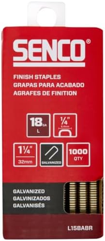 Grampas  | Grampas de Acabado de Corona de 1/4″ de 18 Calibre L15Babr 1-1/4″, Paquete de 1,000 Piezas con Acabado Galvanizado Grampas Grampas