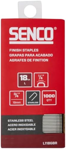 Grampas  | L11Bgbr Grapas de Acabado de 1/4″ de Corona, 3/4″ de Largo, 18 Calibres, Paquete de 1,000, Acero Inoxidable Grampas Grampas