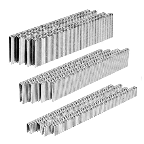 Grampas  | Paquete de Proyectos de 2800 Clavos de Corona Estrecha de 18 Gauge de 1/4″ – 1200 de 1/2″, 800 de 3/4″, 800 de 1″, Galvanizados de Alta Resistencia, Tamaños Variados, Para Grapadora Neumática y Eléctrica Grampas Grampas