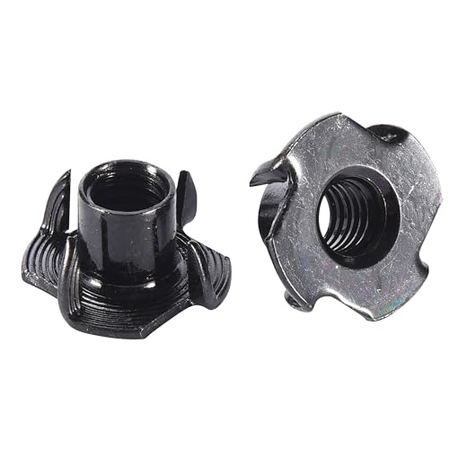 Insertos roscados  | T-Nuts – Tuerca de Acero Inoxidable de 4 Puntas – Inserto Resistente de 3/8″-16 para Madera – Perfecto para DIY, Carpintería y Construcción – Ideal para Uso Interior y Exterior – Juego de 100 – Zinc Negro Insertos roscados Insertos roscados