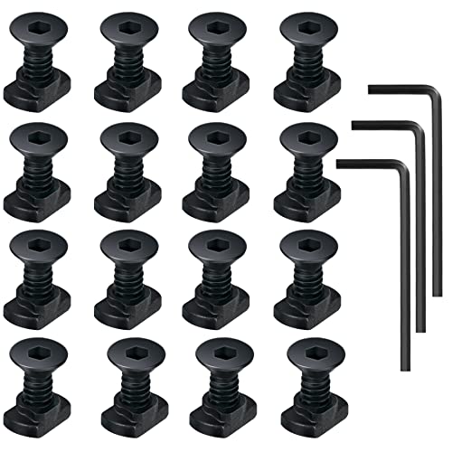 Juegos de assortimento de tuercas y tornillos  | Juego de Reemplazo de Tornillos T-Nut M5 de 16 Piezas, Compatible con Montaje en Riel, Con Tornillos de Bloqueo de Rosca, Llave y Tuercas, Hardware para Sistemas de Riel Estándar (16 Tornillos, 16 Tuercas y 3 Llaves)… Juegos de assortimento de tuercas y tornillos Juegos de assortimento de tuercas y tornillos