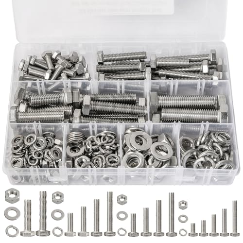 Juegos de assortimento de tuercas y tornillos  | Juego de Tornillos y Tuercas M6 M8 M10 M12, Kit de 232 Piezas de Tornillos y Tuercas, Tornillos A2-70, Kit de Tornillos y Tuercas de Acero Inoxidable 304, Kit de Tornillos Métricos de 15 Tamaños SAE con Estuche de Almacenamiento. Juegos de assortimento de tuercas y tornillos Juegos de assortimento de tuercas y tornillos