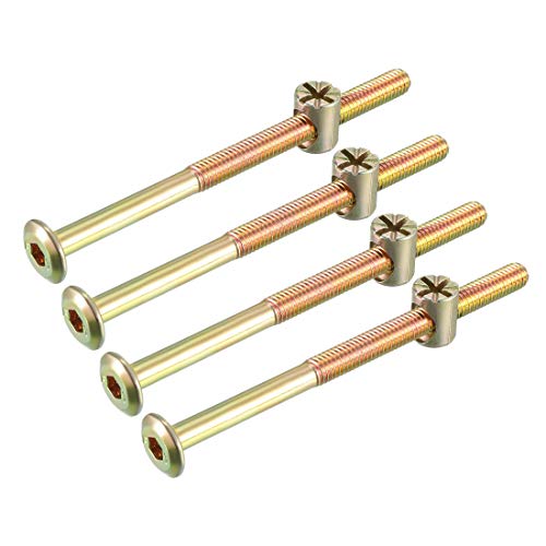 Juegos de assortimento de tuercas y tornillos  | Juego de tuercas y pernos M6X90Mm, tornillo de cabeza hexagonal, longitud de rosca de 52 mm, con tuercas de barril para camas, cabeceros y sillas, 4 juegos. Juegos de assortimento de tuercas y tornillos Juegos de assortimento de tuercas y tornillos