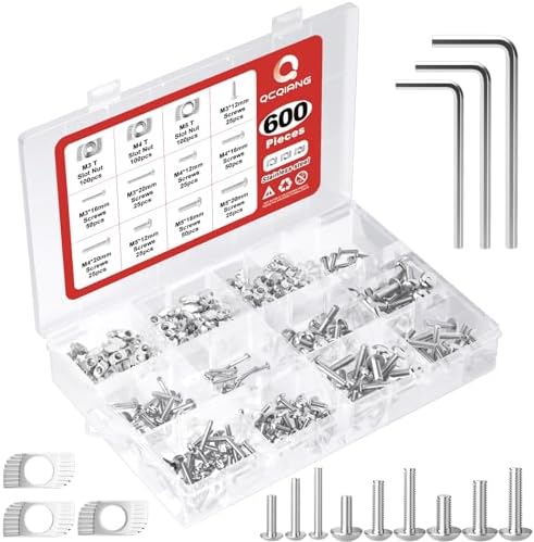 Juegos de assortimento de tuercas y tornillos  | Kit de surtido de 6 piezas de tuercas deslizantes en T M3 M4 M5, tuerca de martillo con tornillos de cabeza hexagonal para ranura de perfil. Juegos de assortimento de tuercas y tornillos Juegos de assortimento de tuercas y tornillos