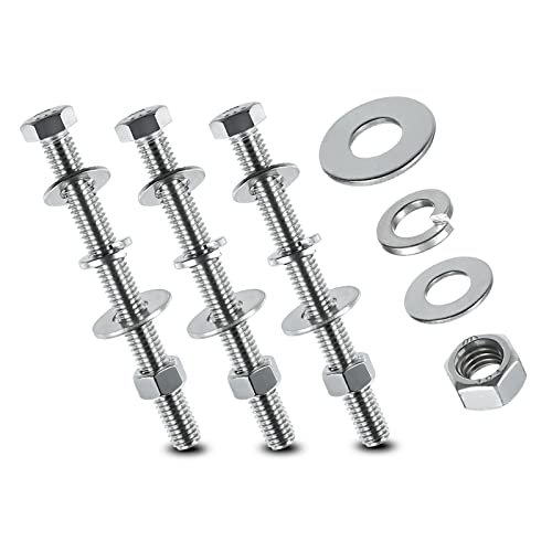 Juegos de assortimento de tuercas y tornillos  | Tornillos de Cabeza Hexagonal de Acero Inoxidable 3/8-16X1-3/4″, Kits de Tuercas, Arandelas Planas y de Seguridad, Acero Inoxidable 304 18-8, Totalmente Rosados, 6 Juegos Juegos de assortimento de tuercas y tornillos Juegos de assortimento de tuercas y tornillos