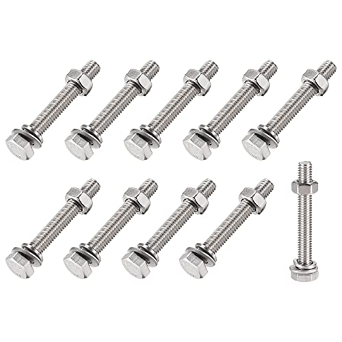 Juegos de assortimento de tuercas y tornillos  | Tornillos de Cabeza Hexagonal, Pernos, Tuercas, Kits de Arandelas Planas y de Bloqueo (M6X50Mm) 10 Conjuntos, Kits de Surtido de Acero Inoxidable 304 – Para Electrodomésticos Juegos de assortimento de tuercas y tornillos Juegos de assortimento de tuercas y tornillos