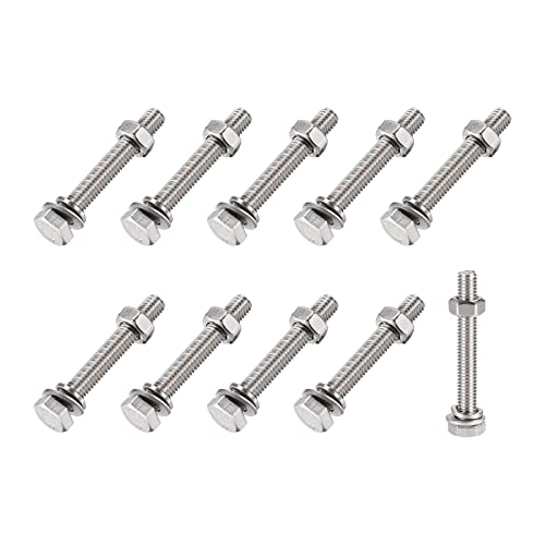 Juegos de assortimento de tuercas y tornillos  | Tornillos de Cabeza Hexagonal, Pernos, Tuercas, Kits de Arandelas Planas y de Seguridad (M6X45Mm) 10 Juegos, Kit de Surtido de Acero Inoxidable 304 – Para Electrodomésticos Juegos de assortimento de tuercas y tornillos Juegos de assortimento de tuercas y tornillos