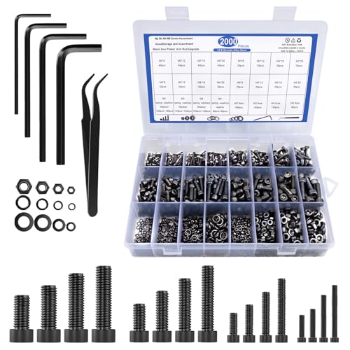 Juegos de tornillos y pernos  | Juego de 2 Piezas de Tornillos Métricos – Kit de Surtido de Tuercas y Tornillos, Tornillos de Máquina M2 M3 M4 M5, Tornillos de Cabeza Hexagonal, Tuercas, Tornillos y Arandelas. Juegos de tornillos y pernos Juegos de tornillos y pernos