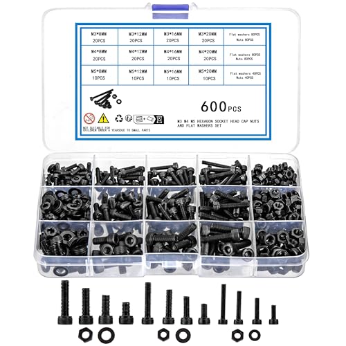 Juegos de tornillos y pernos  | Juego de 6 Piezas de Tornillos, Tuercas y Arandelas Métricas, Tornillos de Cabeza Hexagonal, Tuercas y Tornillos, Arandelas Planas, Kit de Tornillos de Máquina Métricos Juegos de tornillos y pernos Juegos de tornillos y pernos