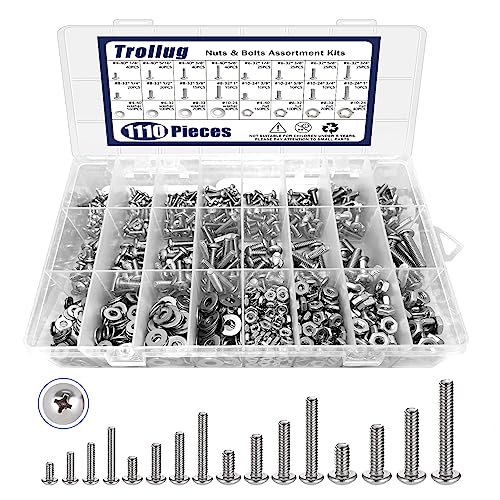 Juegos de tornillos y pernos  | Kit de 111 Piezas de Tuercas y Tornillos, Kit de Hardware de Acero Inoxidable con Tornillos, Tuercas, Tornillos y Arandelas Variadas (#4-4#6-32#8-32#1-24) Juegos de tornillos y pernos Juegos de tornillos y pernos