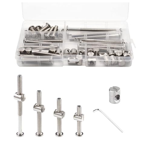 Juegos de tornillos y pernos  | Kit de Reemplazo de Tornillos de Hardware para Cuna de Bebé de 4 Piezas – Tornillos de Cabeza Hexagonal M6X4Mm/ 5Mm/ 6Mm/ 7Mm/ 8Mm y Tuercas de Barril para Camas, Cabeceros, Sillas y Muebles. Juegos de tornillos y pernos Juegos de tornillos y pernos