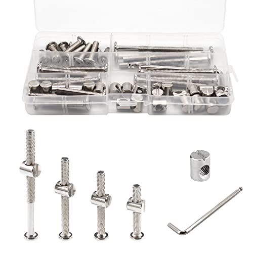 Juegos de tornillos y pernos  | Kit de Reemplazo de Tornillos para Cuna – Conjunto de 28 Tornillos y Tuercas de Barril para Estructura de Cama Infantil, Tornillos de Cabeza Hexagonal M6X2/4/6/8 Mm con Tuercas de Barril Juegos de tornillos y pernos Juegos de tornillos y pernos