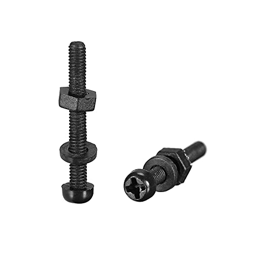 Juegos de tornillos y pernos  | Kit de surtido de tuercas, tornillos y arandelas de nylon, tornillo de cabeza redonda M2.5X20Mm, tuercas de perno, arandelas planas negras, 50 unidades. Juegos de tornillos y pernos Juegos de tornillos y pernos