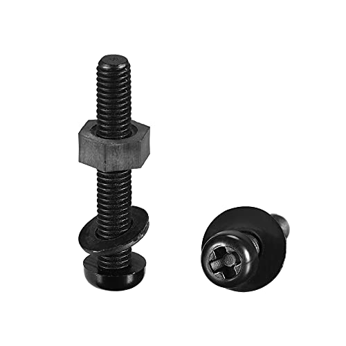 Juegos de tornillos y pernos  | Kit de surtido de tuercas y arandelas de nylon, tornillos de cabeza redonda M5X30 mm, pernos, tuercas y arandelas planas negras, 20 piezas. Juegos de tornillos y pernos Juegos de tornillos y pernos