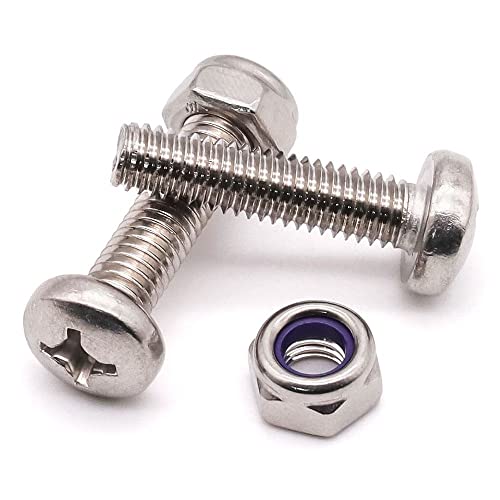 Juegos de tornillos y pernos  | M5-.8 X 2Mm (25 Juegos) Tornillos de Máquina con Cabeza Pan de Acero Inoxidable con Tuercas de Bloqueo M5-.8 Kit de Surtido de Hardware 34 Acero Inoxidable Juegos de tornillos y pernos Juegos de tornillos y pernos