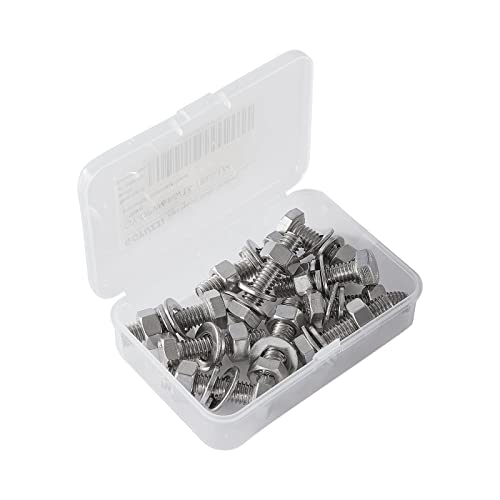 Juegos de tornillos y pernos  | Pernos de cabeza hexagonal 5/16-18 X 2, tornillos, tuercas, arandelas planas y de seguridad, acero inoxidable 34, rosca completa de máquina, acabado brillante, kit de surtido 1 set. Juegos de tornillos y pernos Juegos de tornillos y pernos