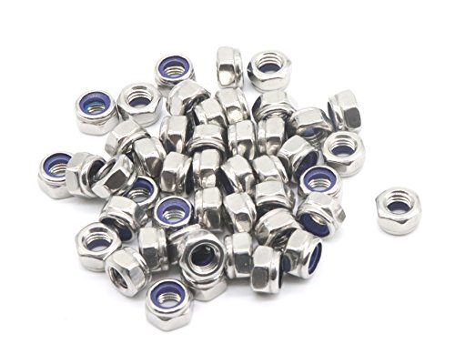 Nueces  | 35 Piezas Tuercas de Bloqueo Hexagonales con Inserto de Nylon M6 X 1.0 Mm en Acero Inoxidable 304 Color Plata Nueces Nueces