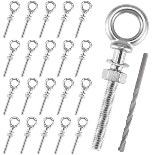 Pernos  | 20 Piezas 1/4″ – 20 X 1-1/2″ Ojal de Acero Inoxidable Anillo de Elevación Tornillos Ojal Rosacados Ojal de Carga Pesada con Tuercas y Arandela Pernos Pernos