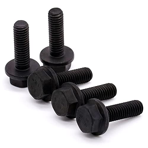 Pernos  | M10-1.5 X 35Mm (10 Pcs) Tornillos Hexagonales con Cabeza de Arandela de Acero Aleado, Cabeza de Arandela Extra Grande, Acabado en Óxido Negro Grado 10.9 Gb5789 Con Rosca Completa Pernos Pernos