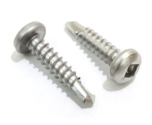 Pernos  | Tornillos autorroscantes de metal para chapa con cabeza cuadrada de acero inoxidable 8 x 3/4″ (100 piezas) 410 SS, resistentes a la corrosión. Elija tamaño y cantidad. Pernos Pernos