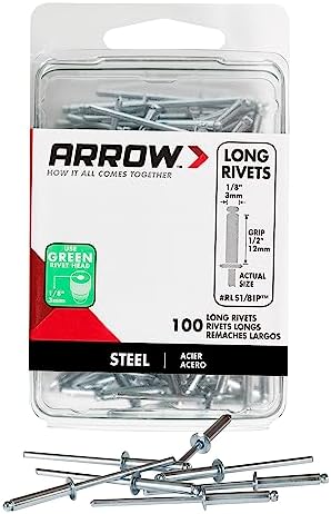 Remaches  | Rls1/8Ip Remaches de Acero Largo de 1/8 Pulgadas para Metal, Tela, Cuero y Reparación de Autos, Paquete de 100 Remaches Remaches