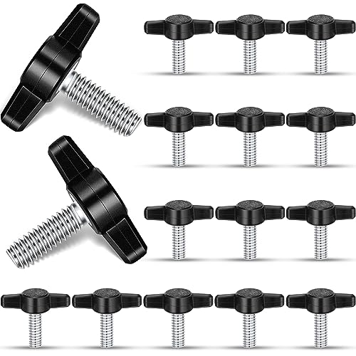 Tornillos  | 16 Piezas Tornillo de Pulgar de Acero Inoxidable, Tornillo Ajustable en Forma de T, Tornillo de Ala Negro, Perilla de Tornillo para Remover y Reemplazar, Perilla de Sujeción Manual, Ajuste de Tensión, Fuente de Alimentación (1/4″-2 X 3/4″) Sujetadores Tornillos